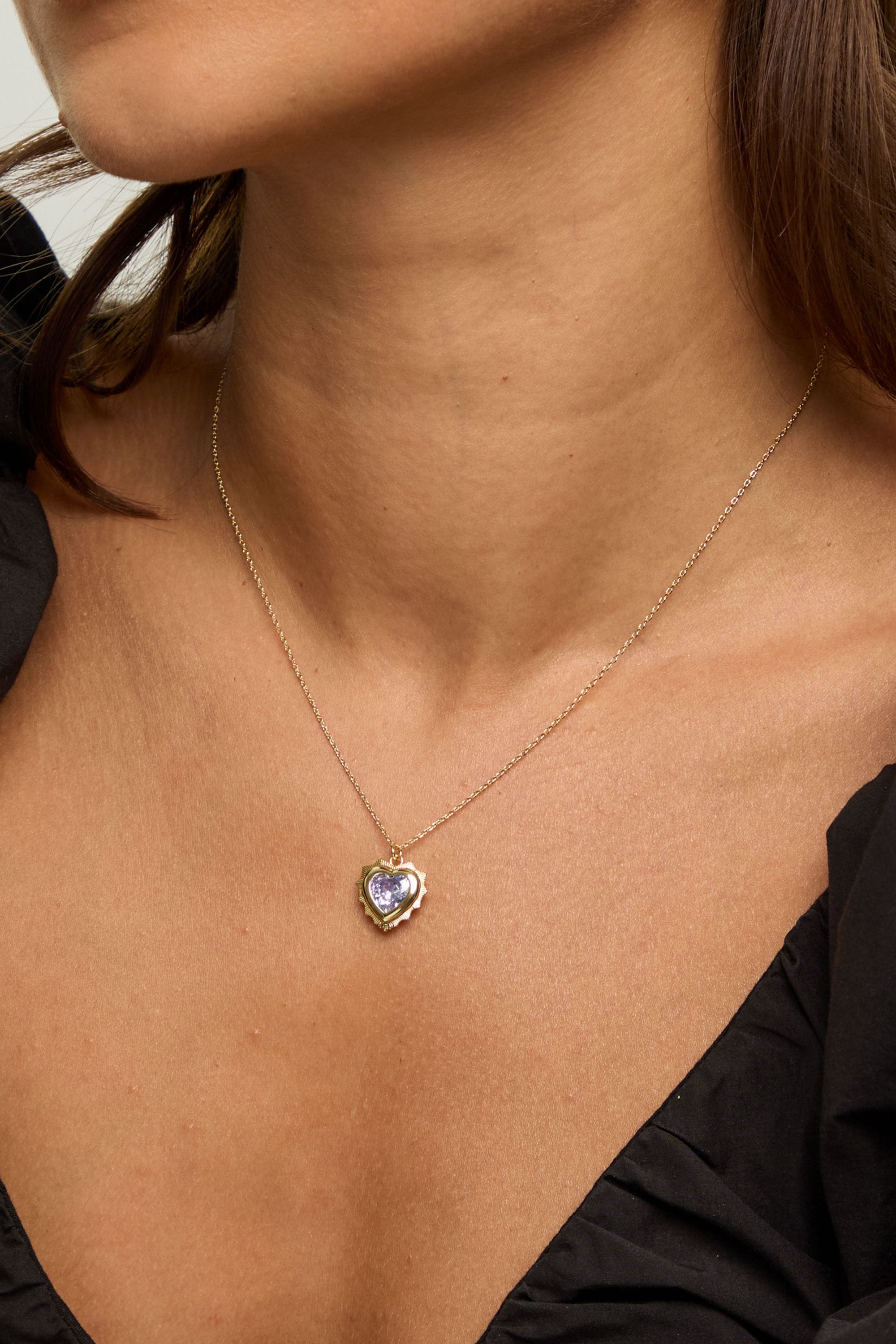 Jon Richard 14Ct Real Gold Plated Heart Birthstone Pendant - February - Gift Boxed image 3