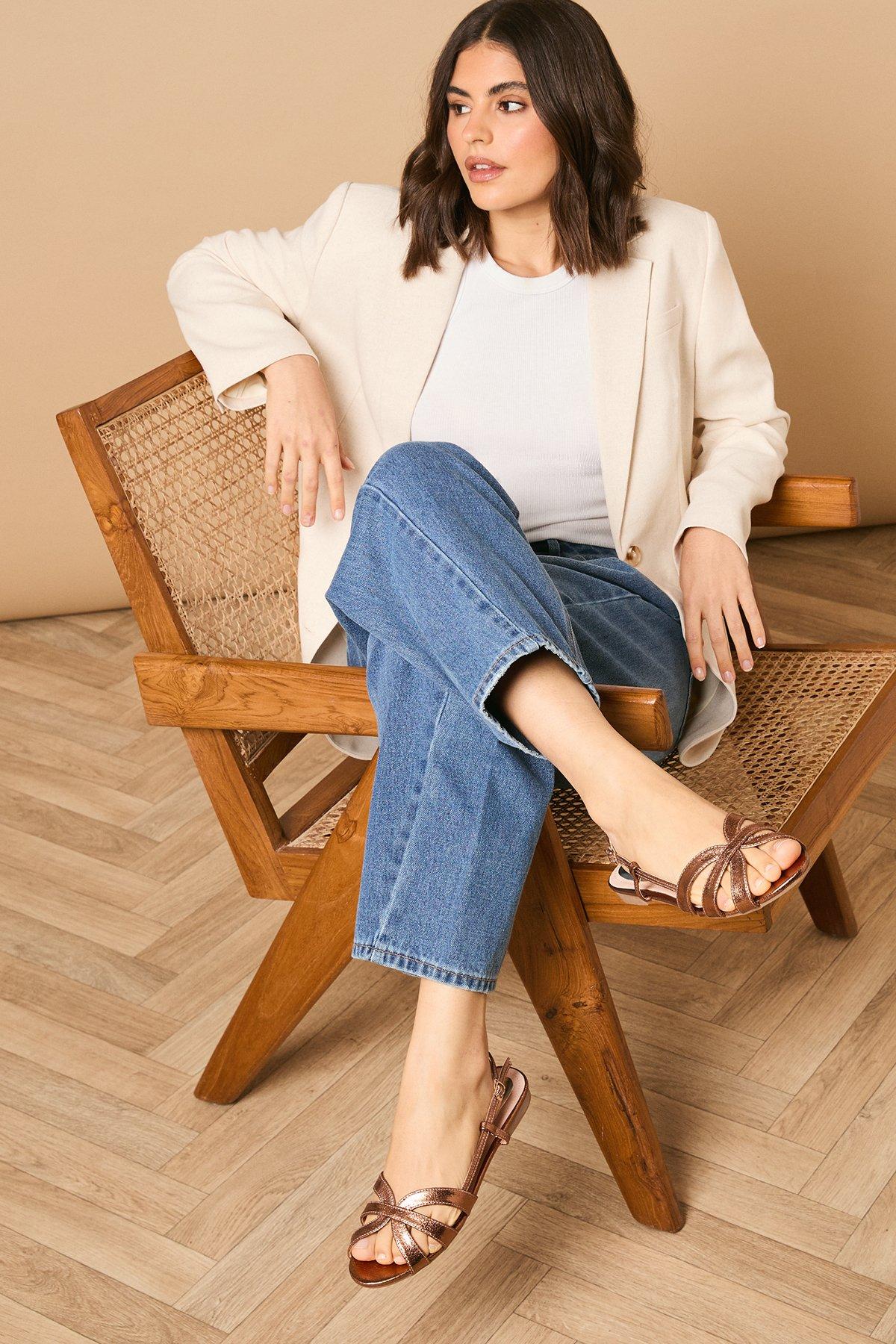 Oasis Ivy Cross Strap Slingback Flat Sandals Bronze image 1