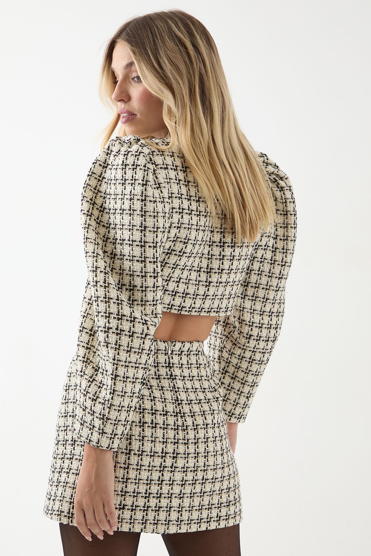 MissPap Boucle Cropped Button Down Jacket Mono image 3