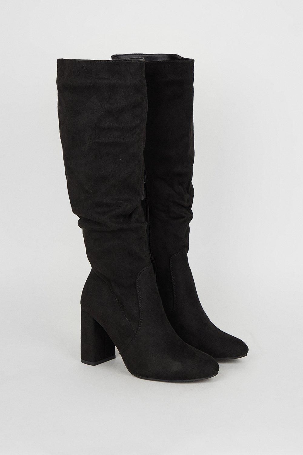 Dorothy Perkins Keris Ruched Knee High Boots Black image 3