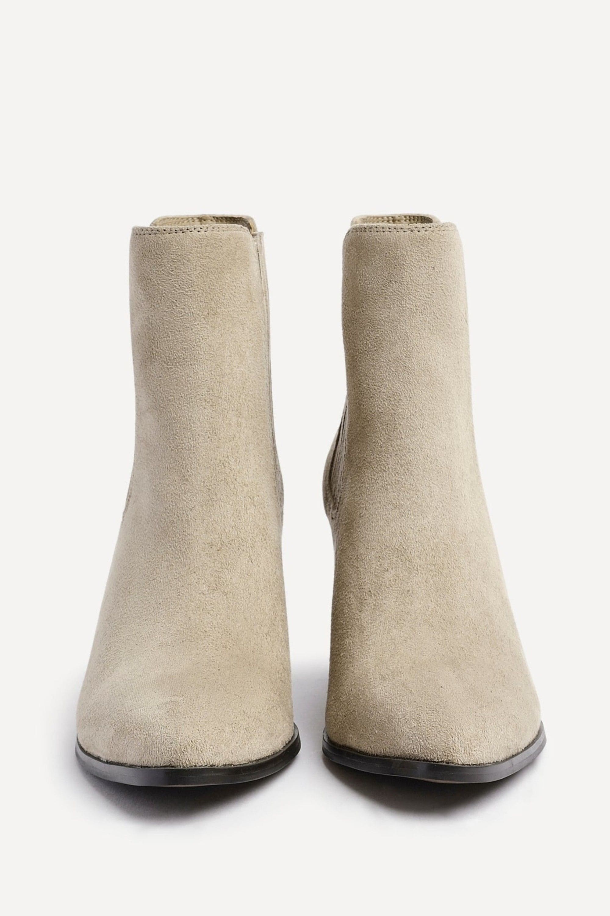 Linzi Thrive Taupe Suede Pointed Toe Stacked Blook Heeled Boot image 4