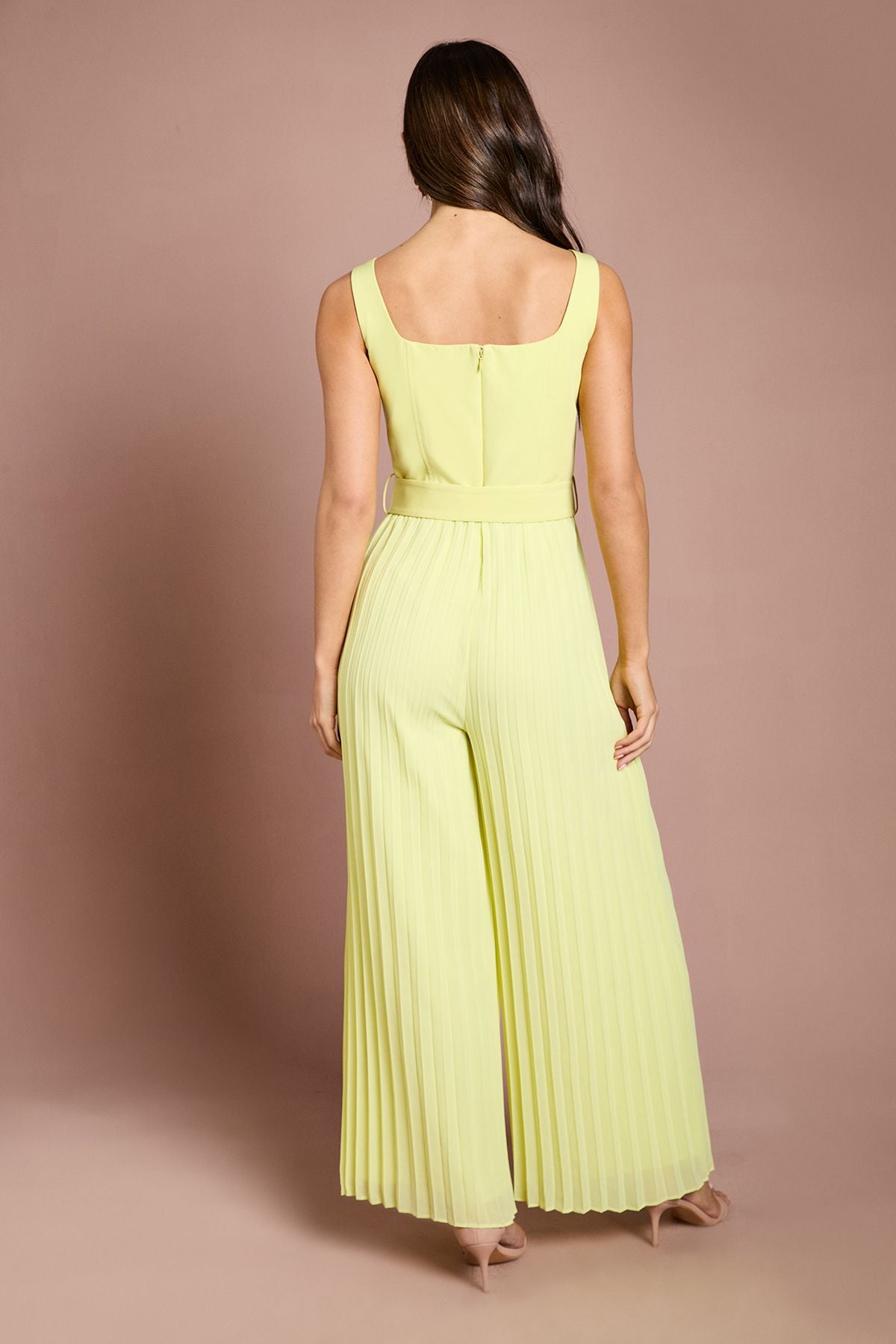 Coast Seam Detail Pleated Wide Leg Jumpsuit Lemon image 3