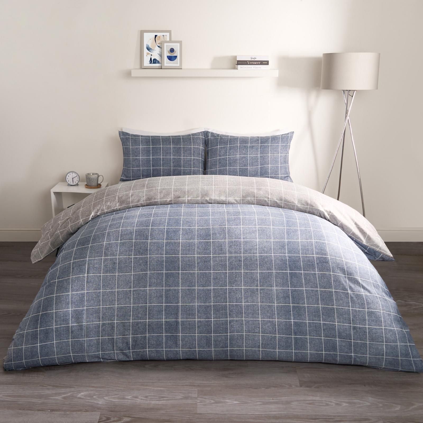 OHS Check Duvet Cover Bedding Set Quilt Pillowcase image 1