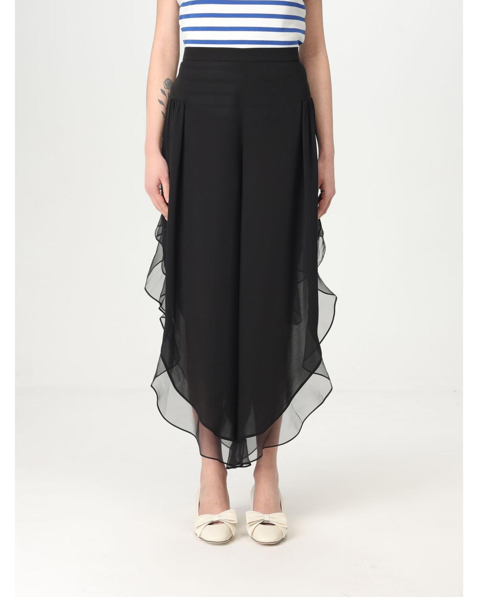 Valentino Ruffled Culottes Wide Leg Pants Wo - Black image 1