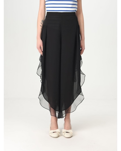 Valentino Ruffled Culottes Wide Leg Pants Wo - Black