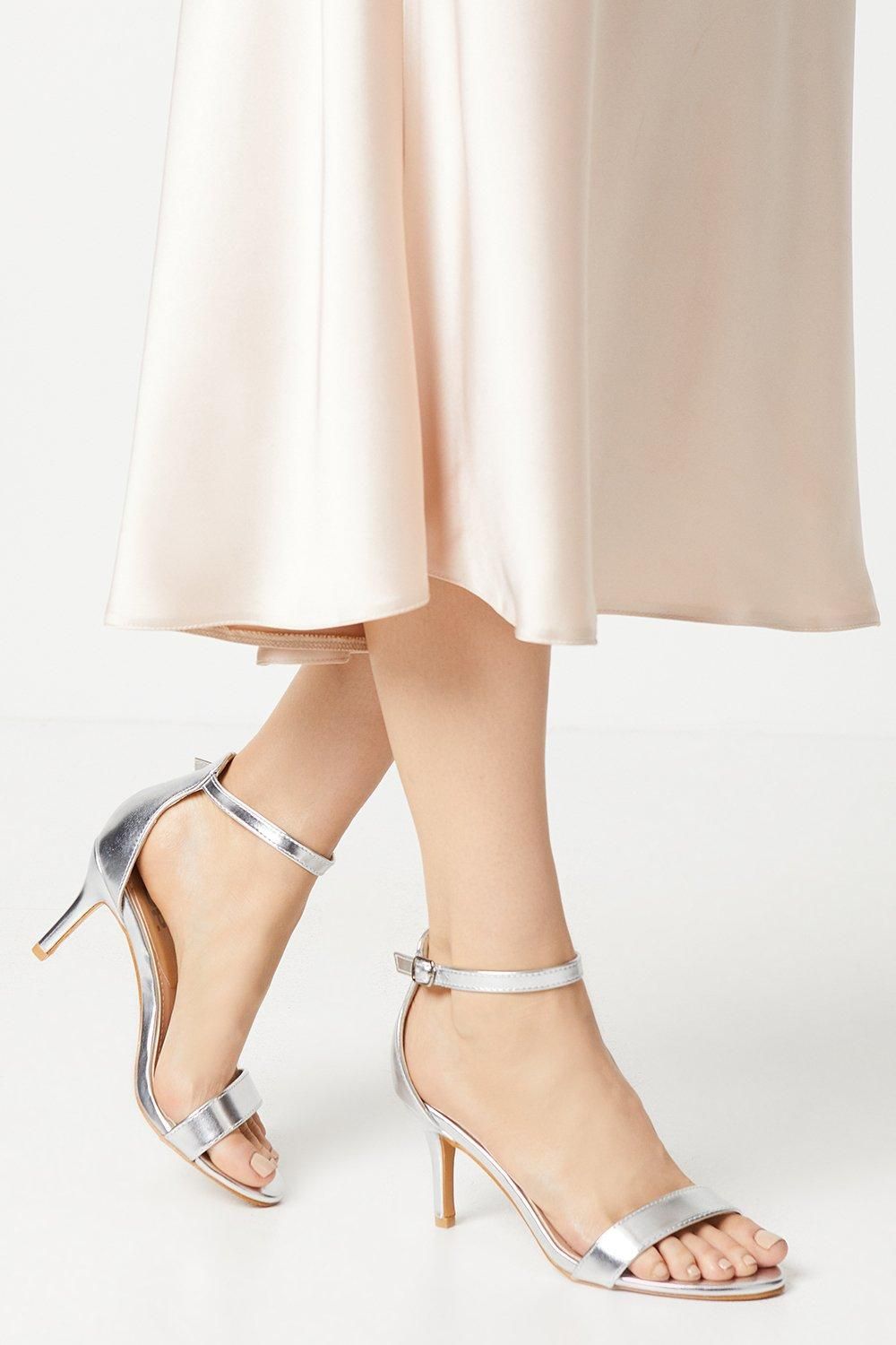 Dorothy Perkins Tasha Barely There Medium Stiletto Heel Sandals Silver