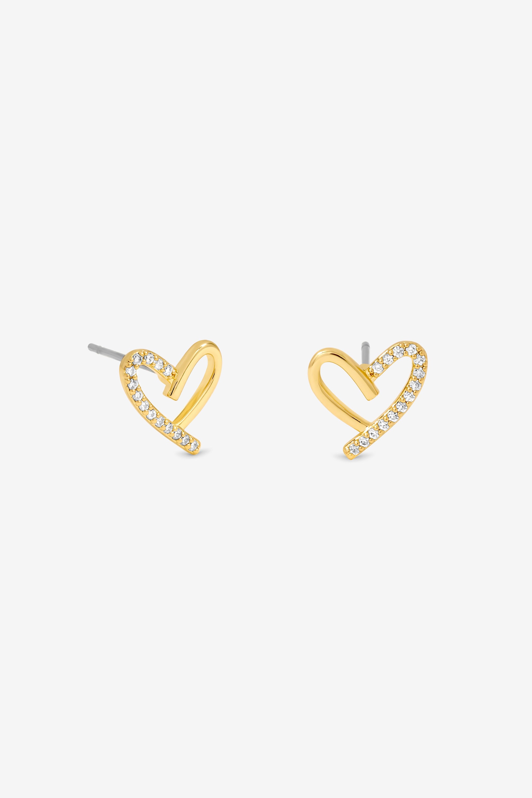 Jon Richard 14K Gold Plated Crystal and Polished Heart Studs image 1