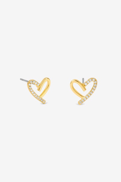 Jon Richard 14K Gold Plated Crystal and Polished Heart Studs