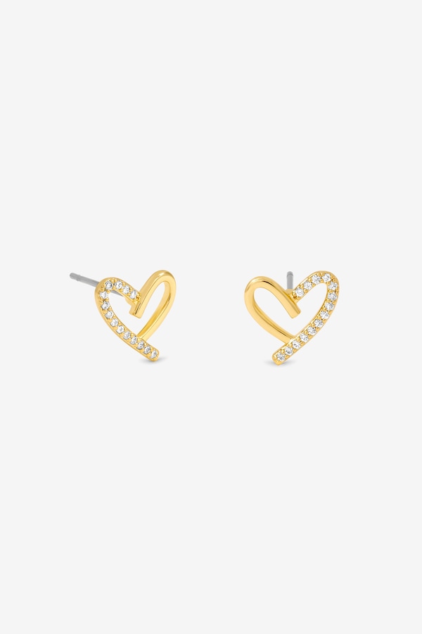 Jon Richard 14K Gold Plated Crystal and Polished Heart Studs