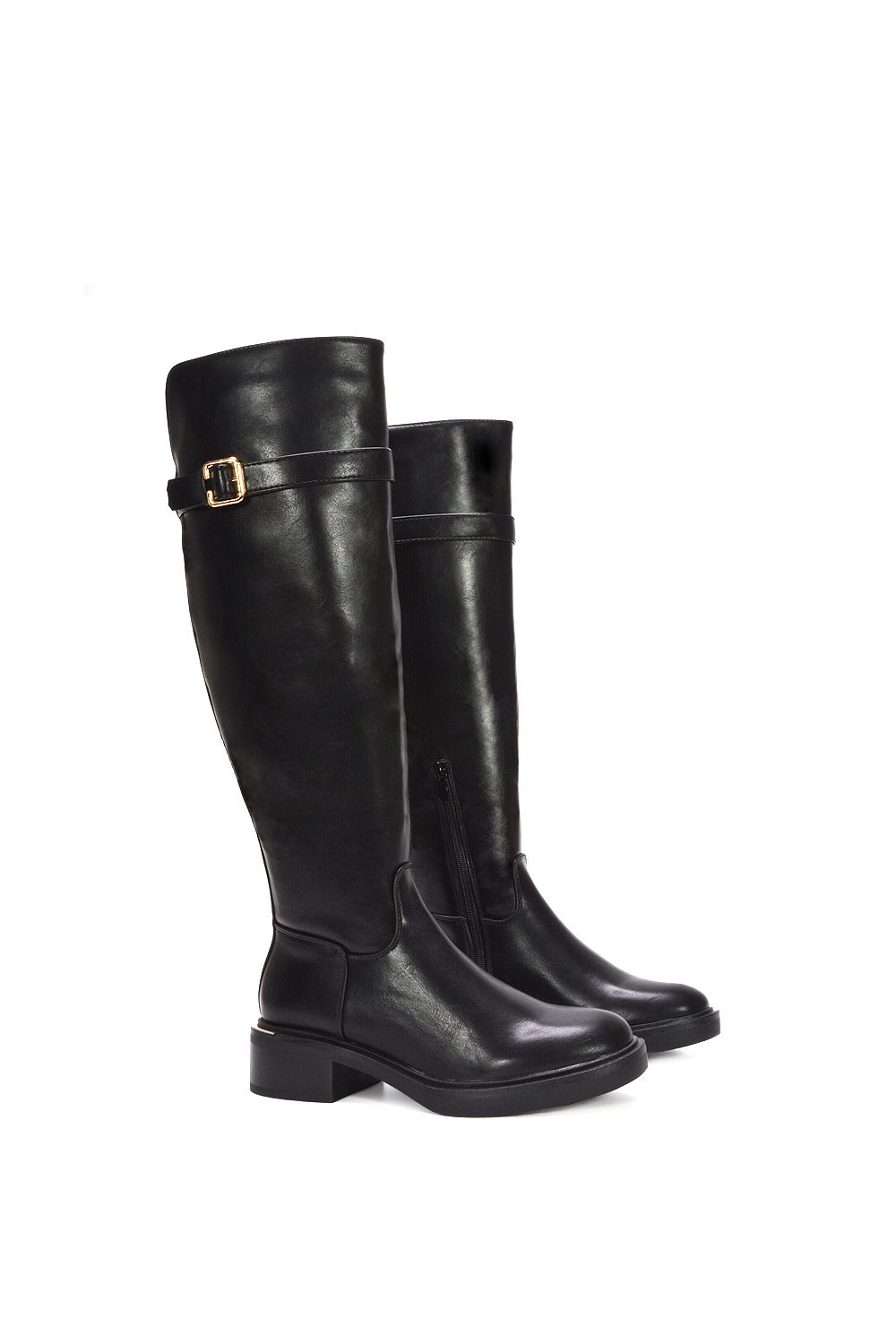 XY London 'Estelle' Low Heel Biker Riding Long Knee High Boots image 4