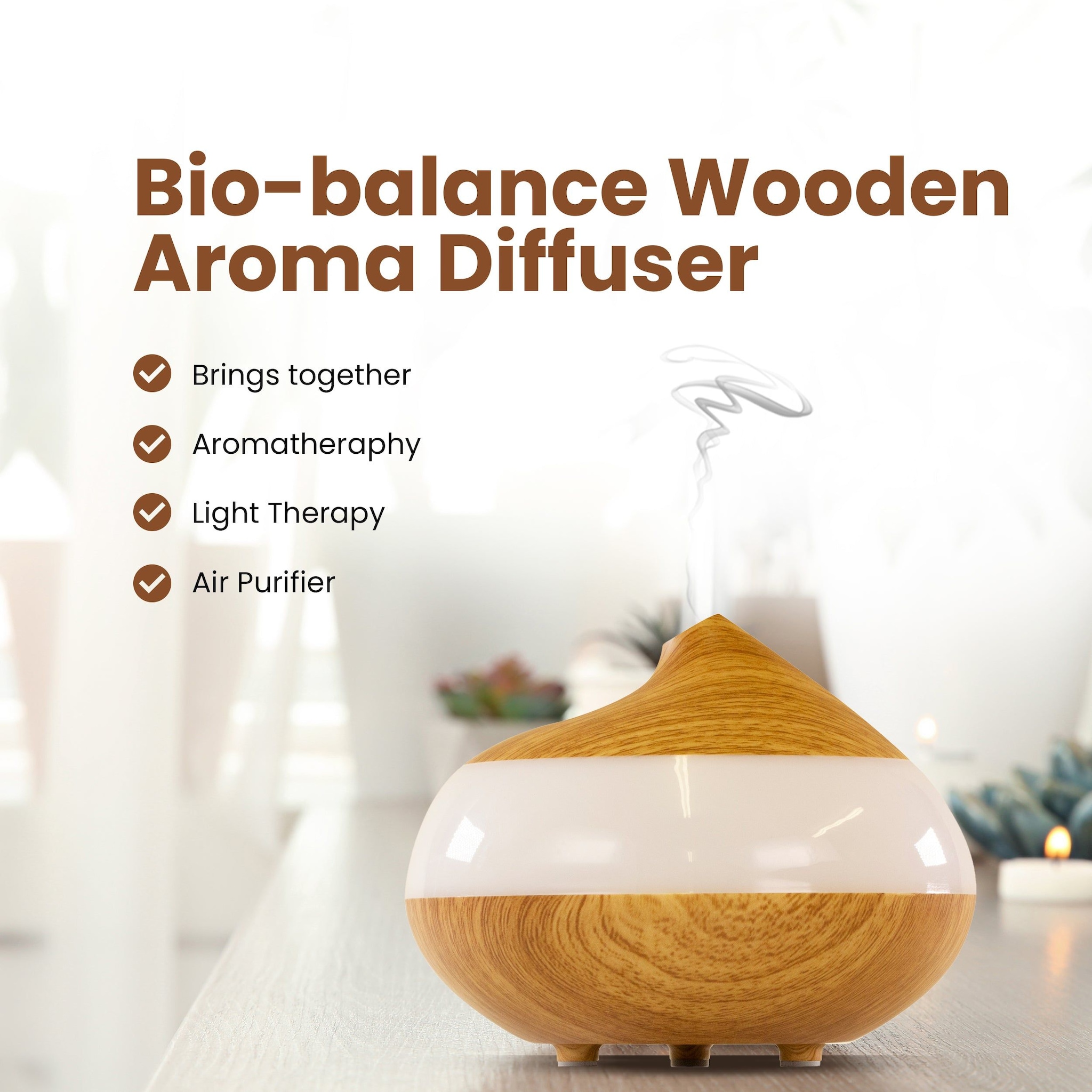 Dr. Botanicals Bio-Balancing Wooden Aroma Digital Diffuser Clear Panel image 2