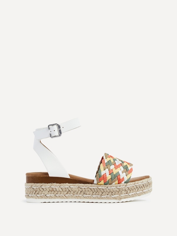 Linzi Raya White Faux Leather Flatform