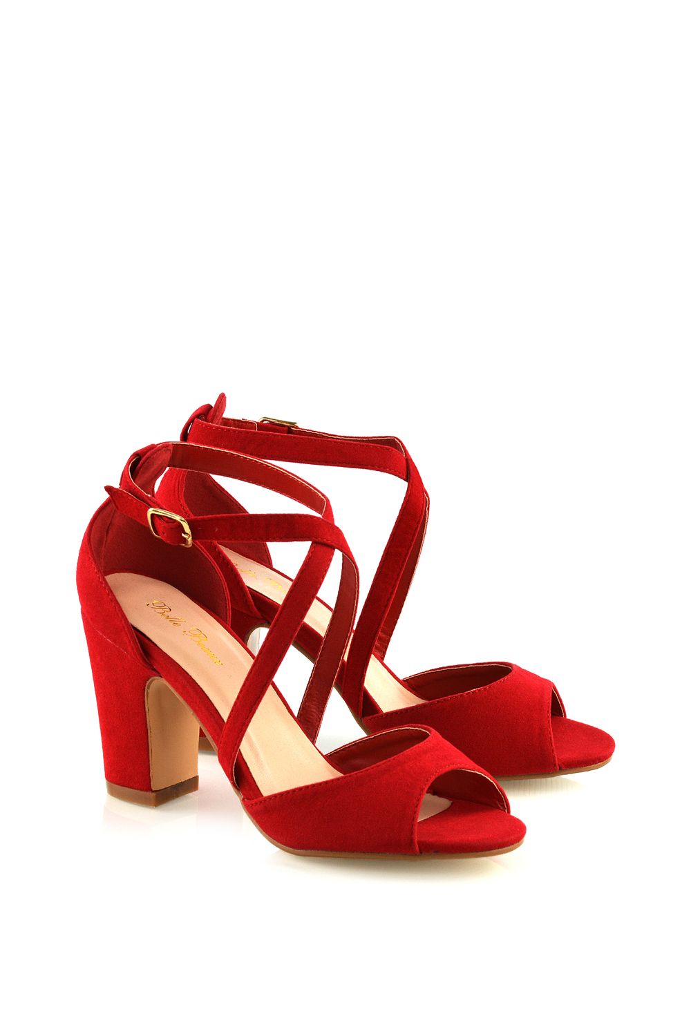 XY London 'Alice' Strappy Peep Toe Mid Block High Heel Sandal Shoes image 3