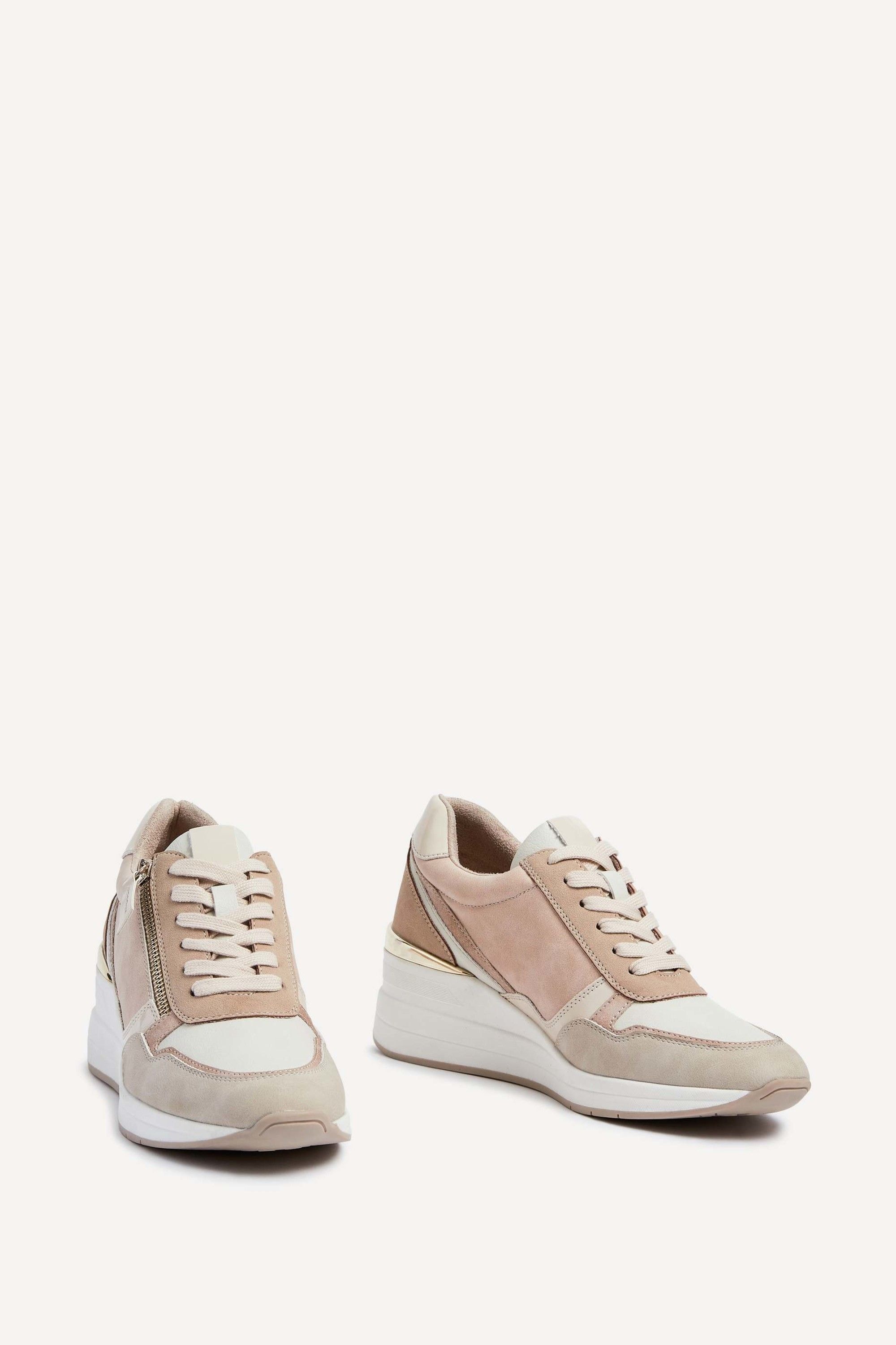 Linzi Aylin Nude Colour Block Wedge Trainer image 3