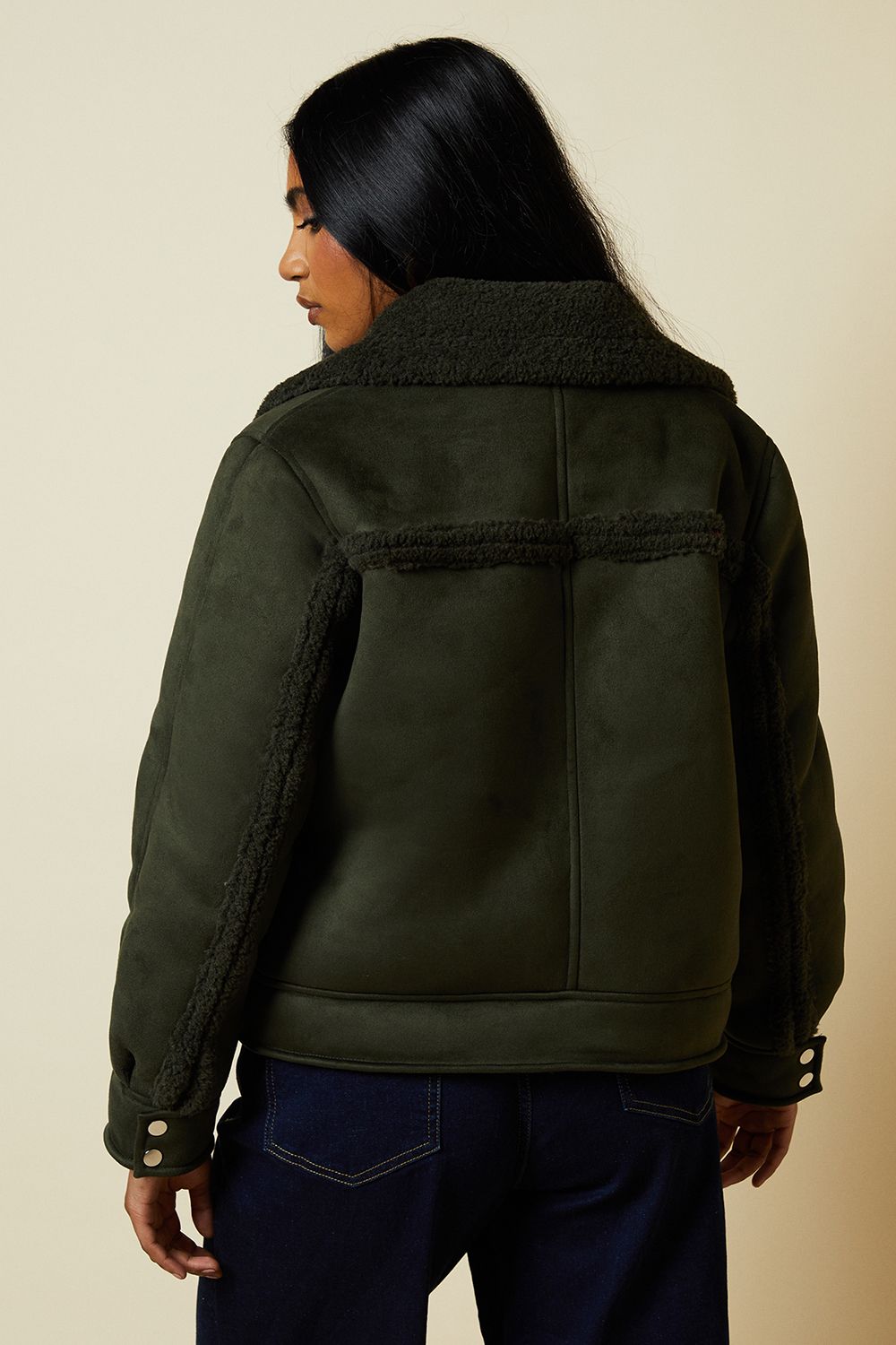 Dorothy Perkins Petite Pocket Aviator Jacket Khaki image 3