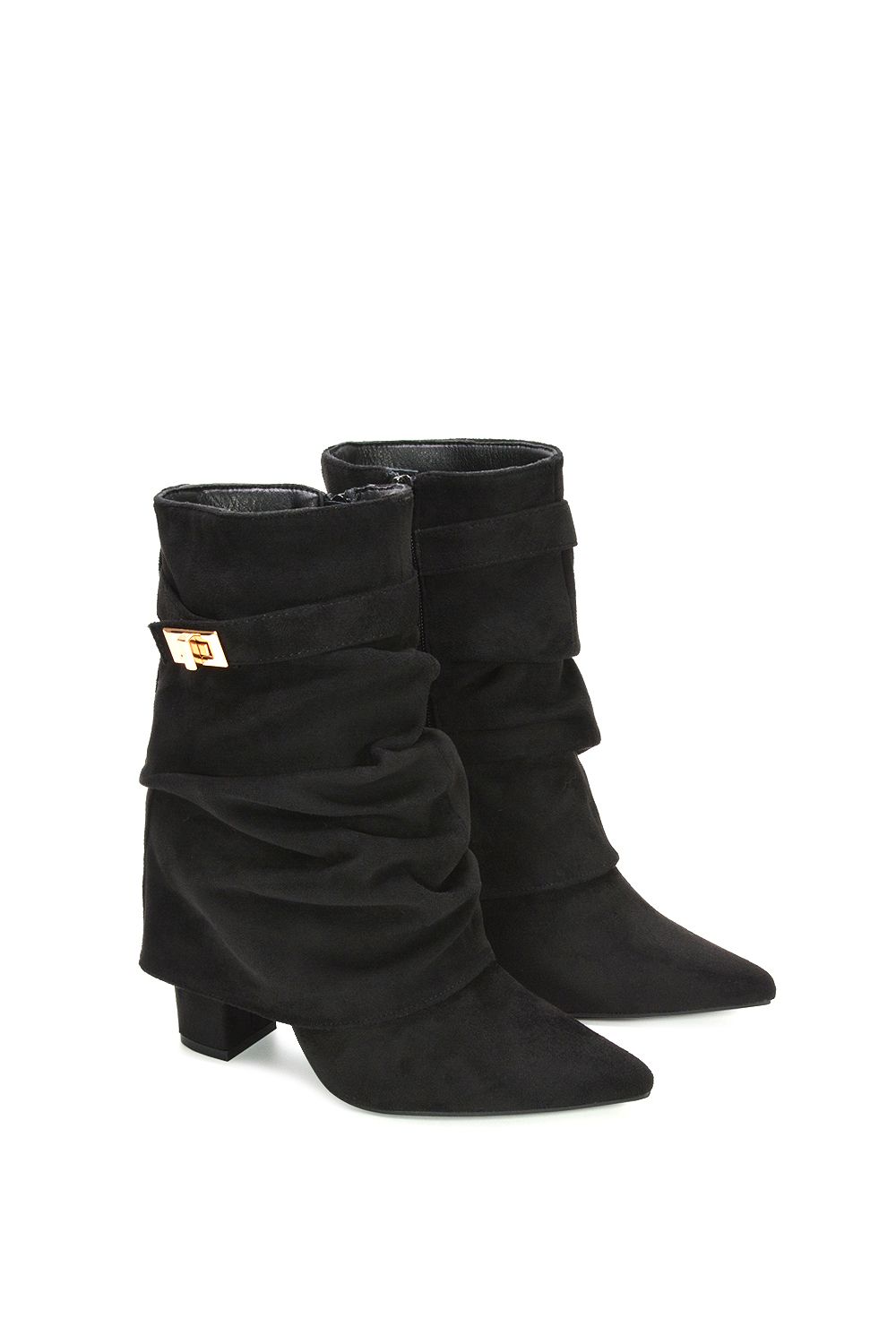 XY London 'Thalia' Pointed Ruched Block Heel Slouchy Booties image 6