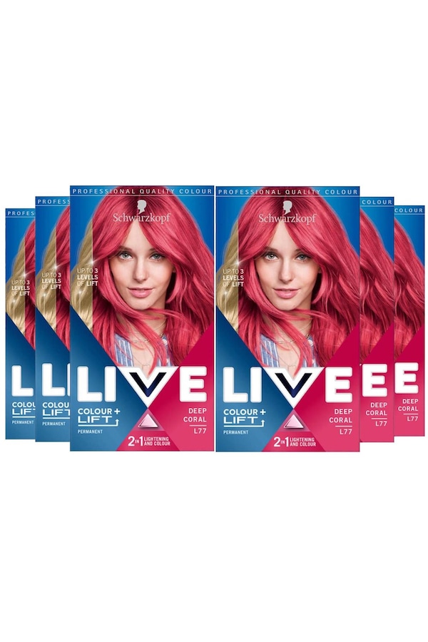 Schwarzkopf LIVE Colour + Lift Permanent Hair Dye Deep Coral L77, 6pk