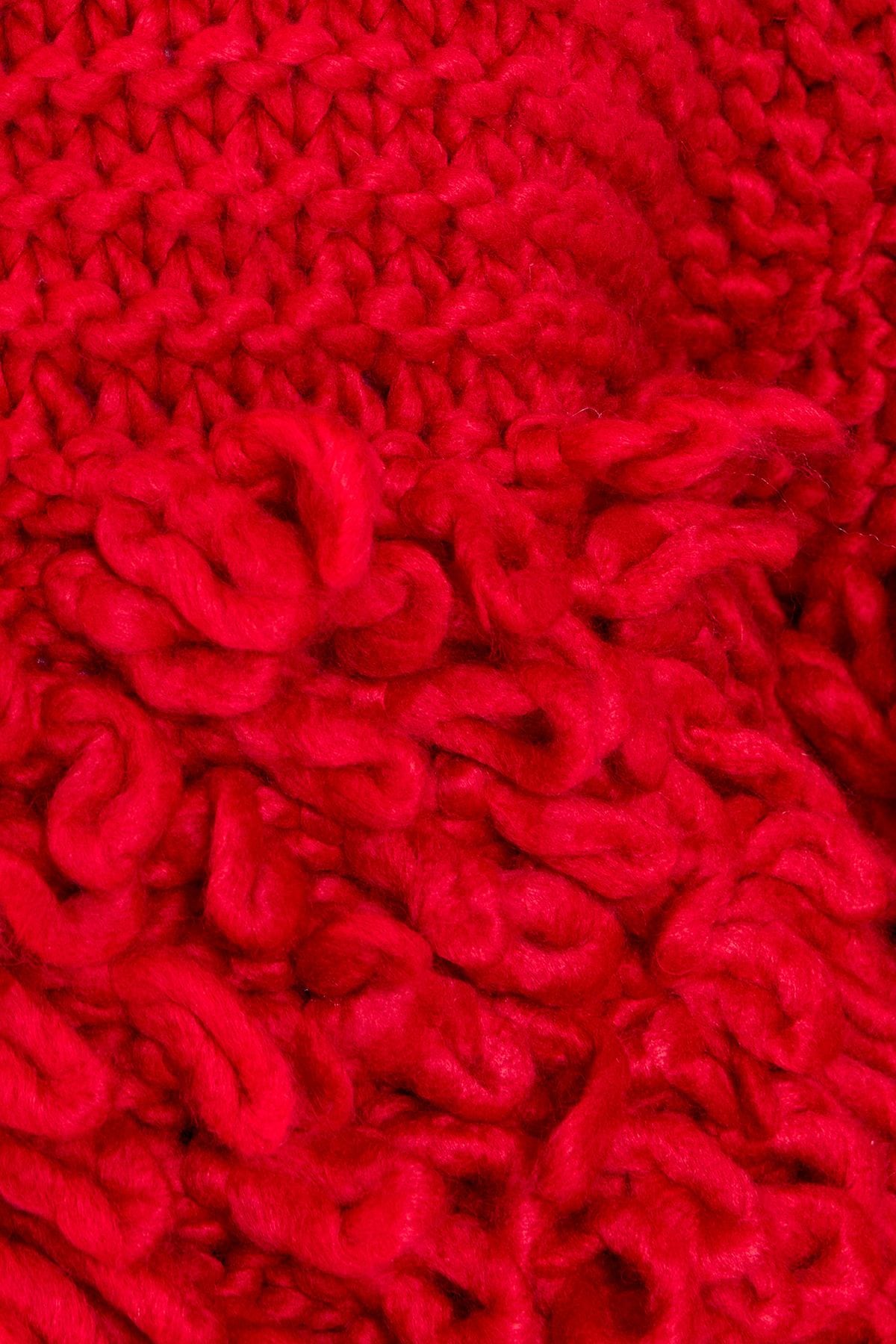 NastyGal Loopy Quarter Zip Oversized Jumper Red image 5