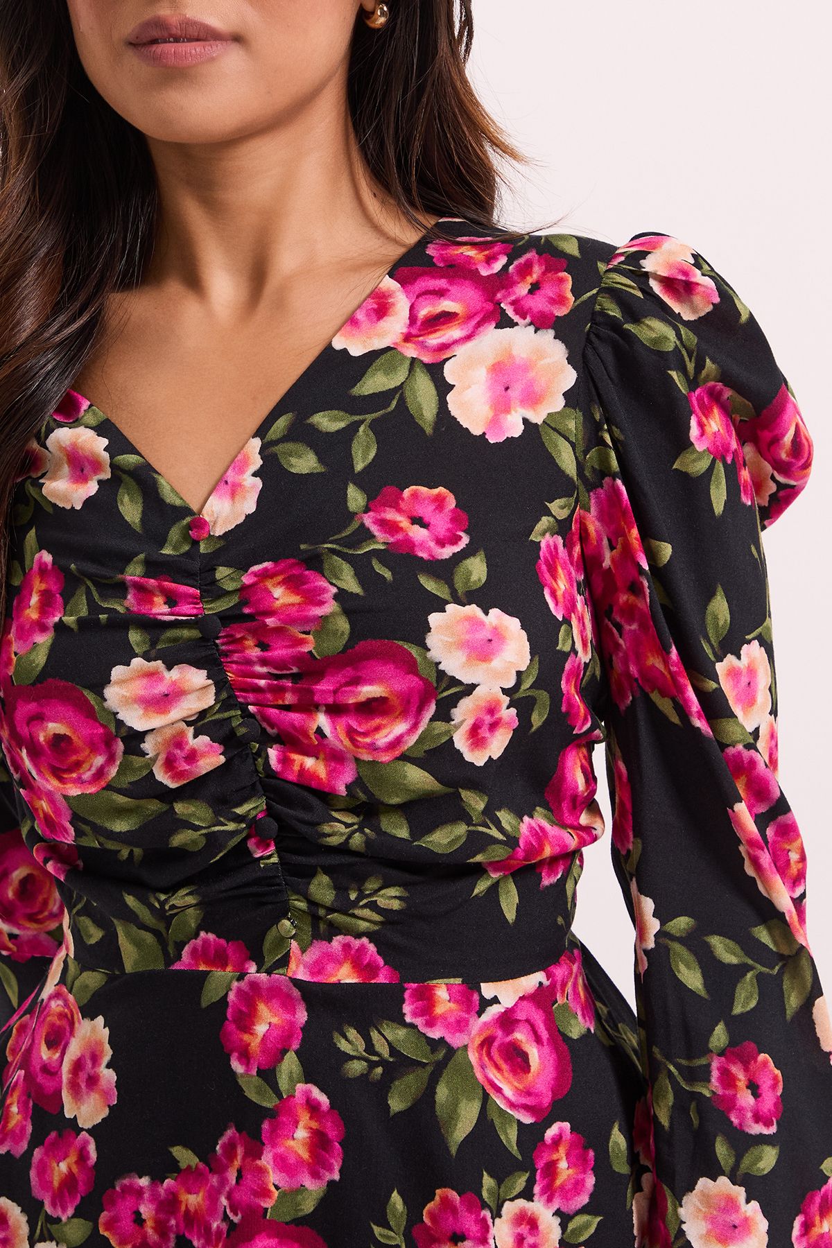 Dorothy Perkins Petite Button Detail Printed Peplum Blouse Floral Floral image 5