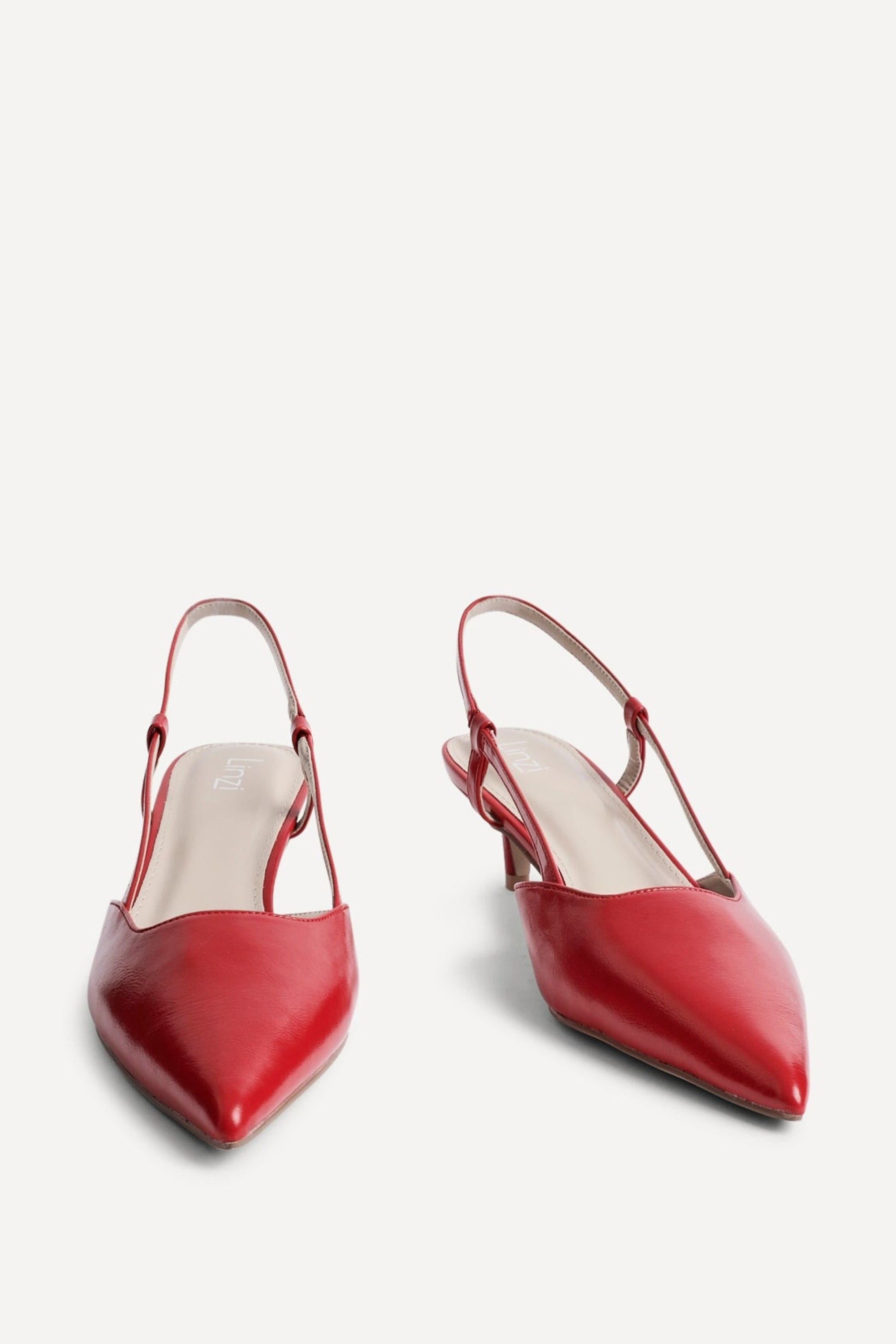 Linzi Refined Red Faux Leather Slingback Kitten Court Heels image 3