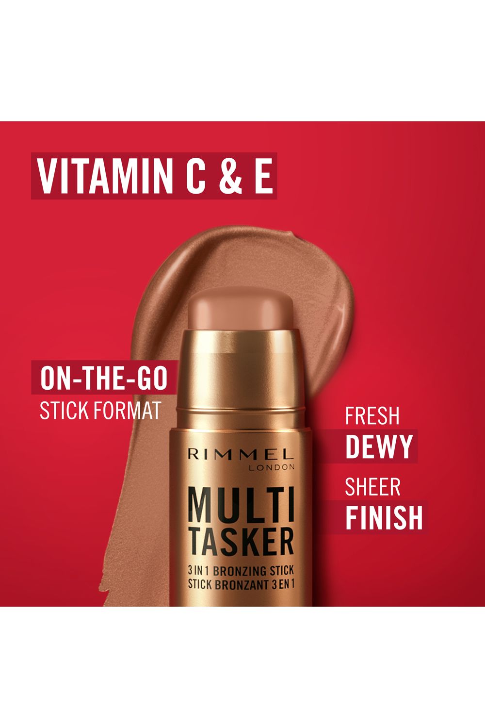 Rimmel London Multi Tasker 3 in 1 Bronzing Stick 4.5g Tan image 5