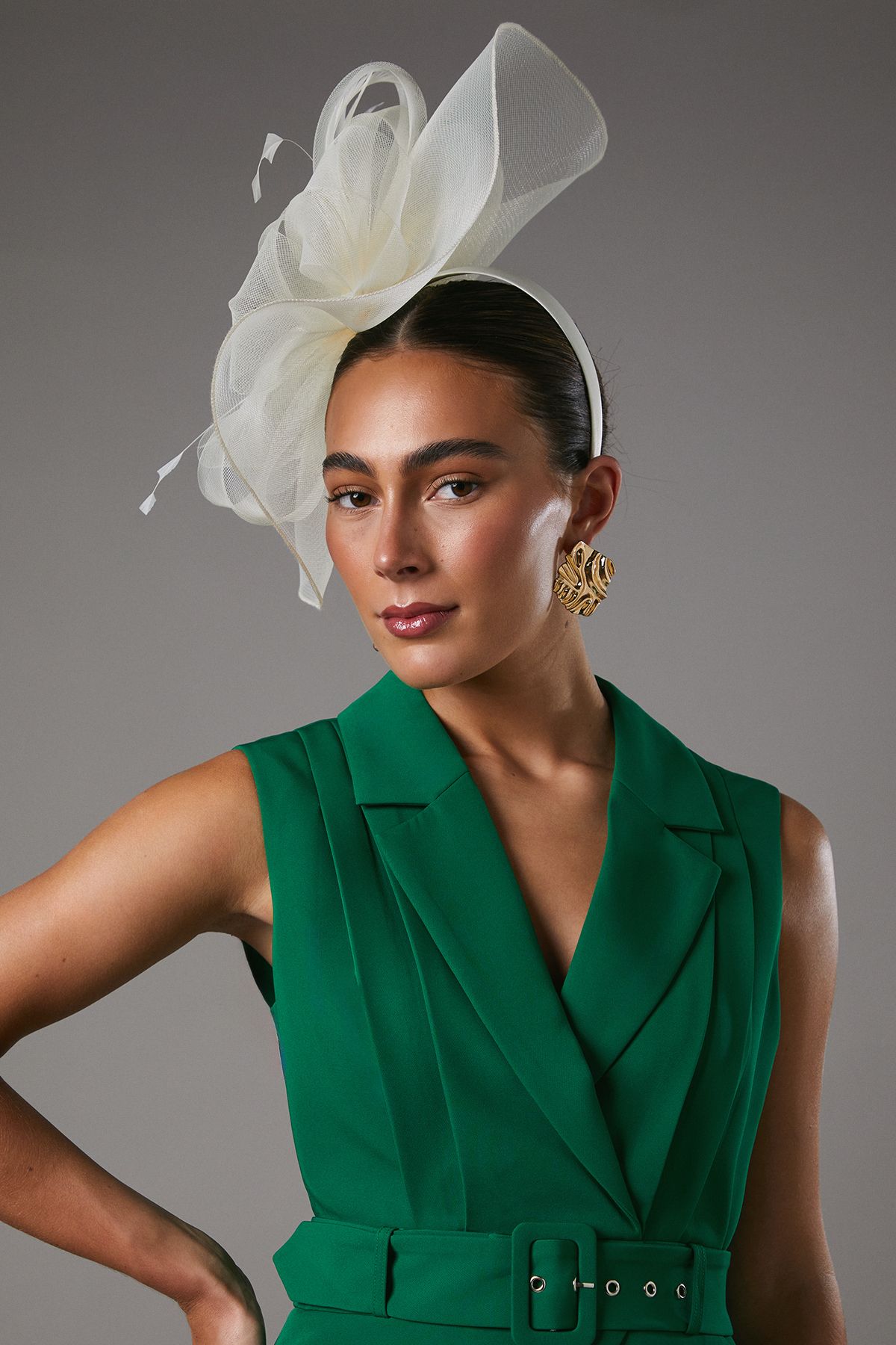 Coast Structured Mesh Bow Flat Fascinator Ivory image 2