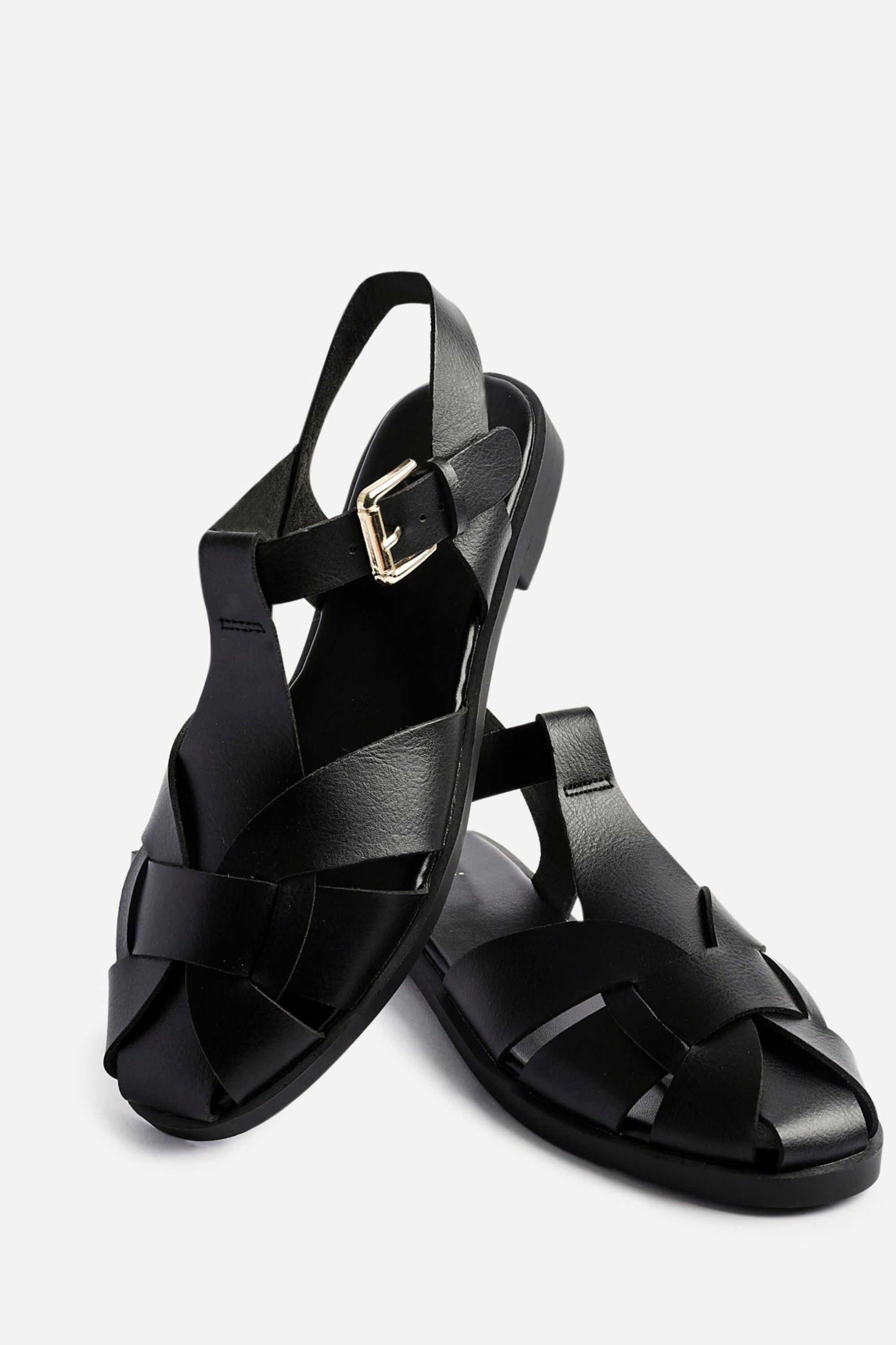 Linzi Rhoda Black Flat Fisherman Sandals image 5