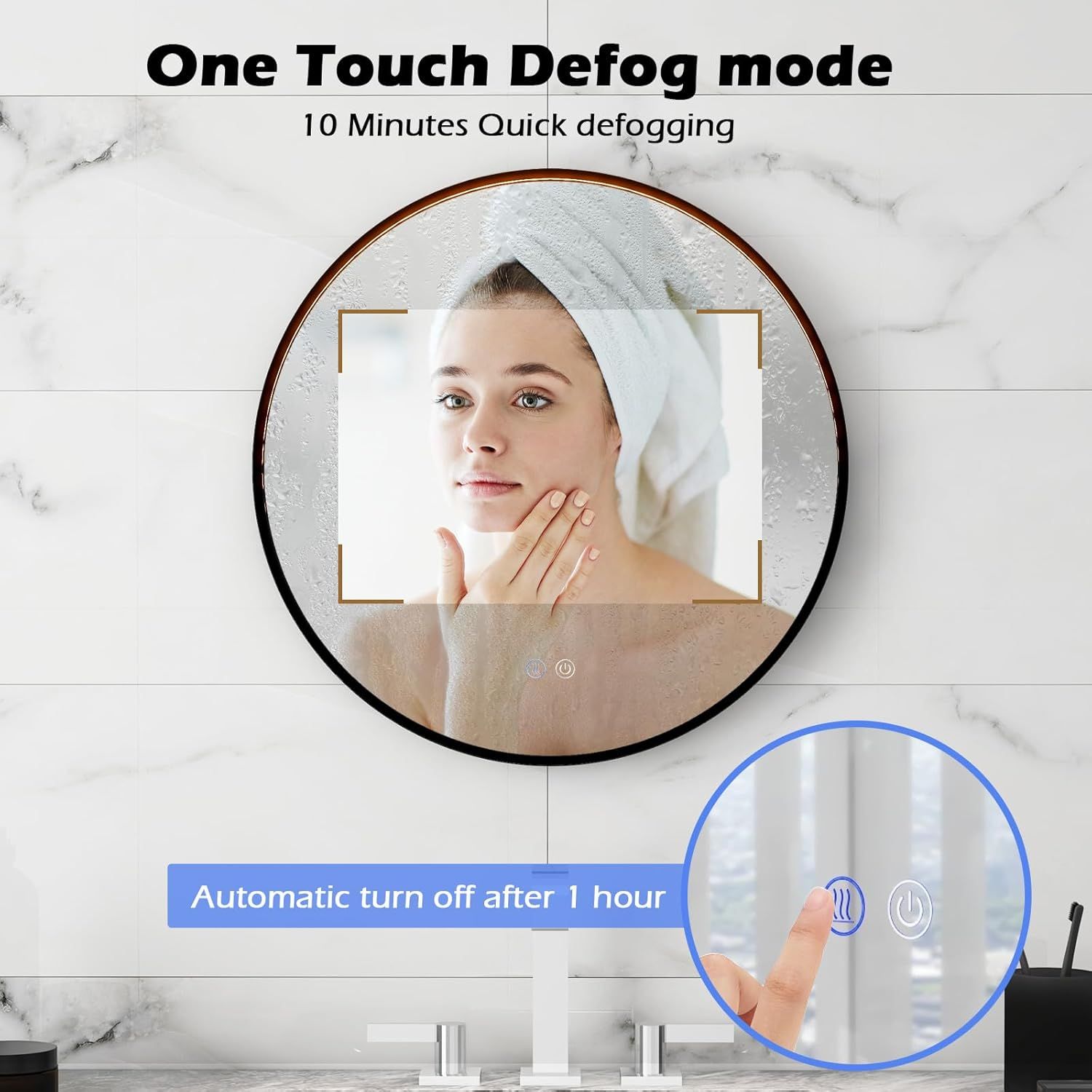 Gymax 60 CM Round Bathroom Mirror Vanity Mirror With 3-Color LED Lights image 4