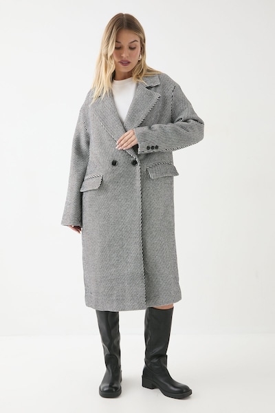 MissPap Wool Look Textured Coat Grey