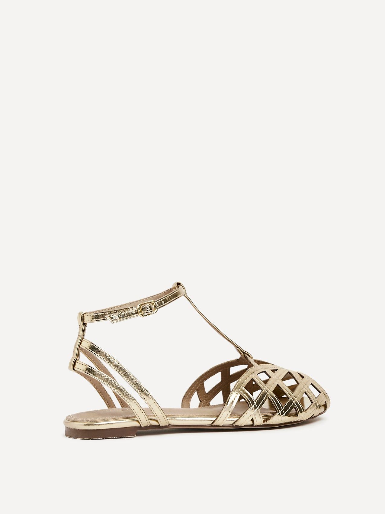 Linzi Santi Gold Faux Leather Caged Flat Sandal image 5