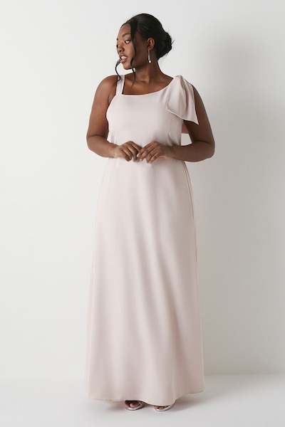 Coast Plus Size Bow One Shoulder Bridesmaid Maxi Dress Blush