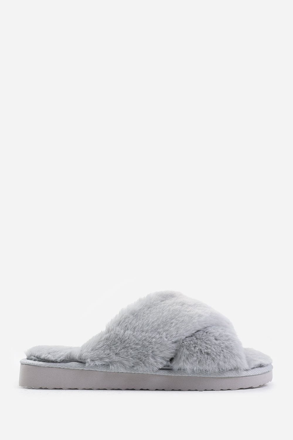 Where's That From 'Denise' Faux Fur Fluffy Crossover Slippers image 2