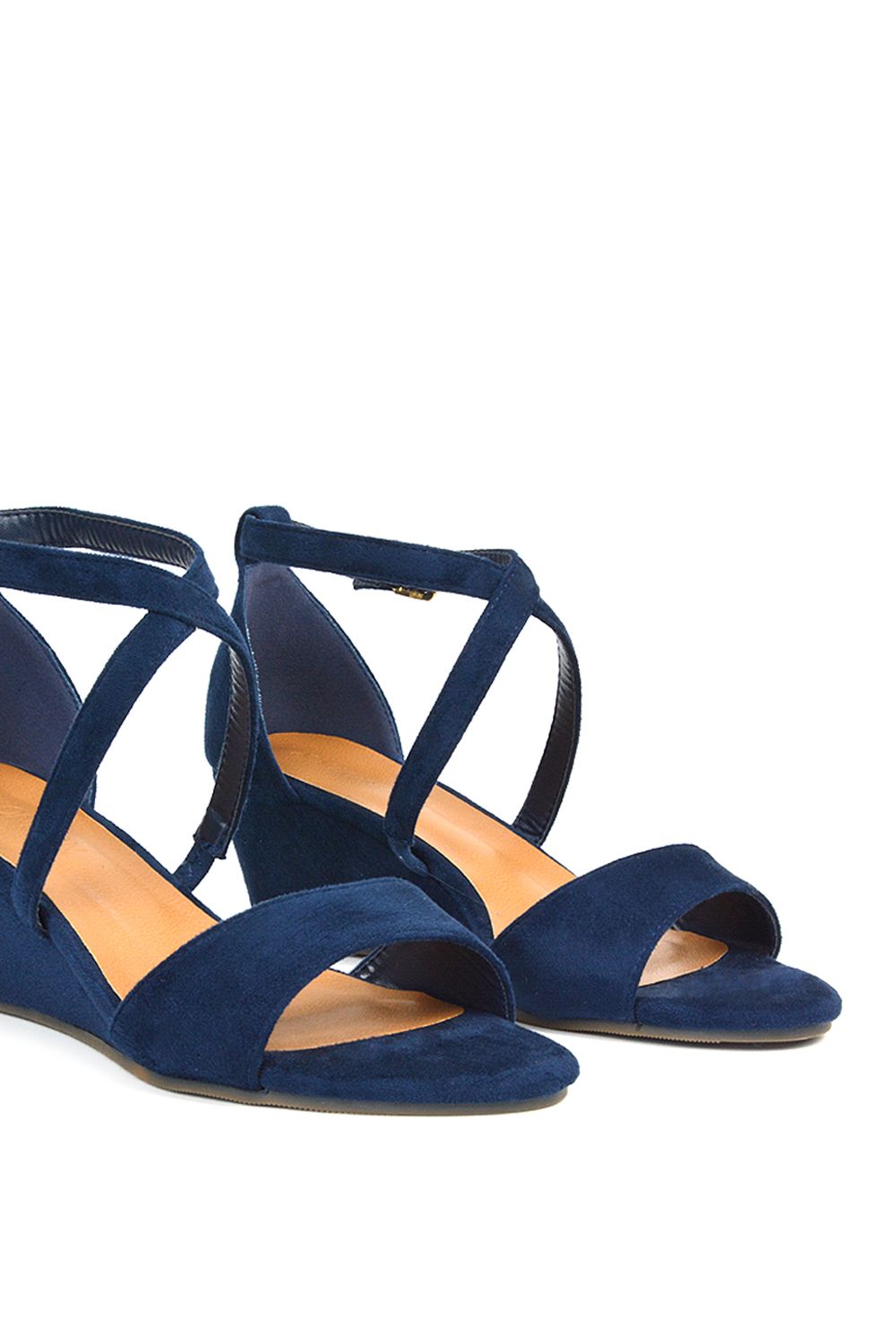 XY London 'Kylie' Strappy Mid Wedge Heel Shoes With Ankle Strap image 6