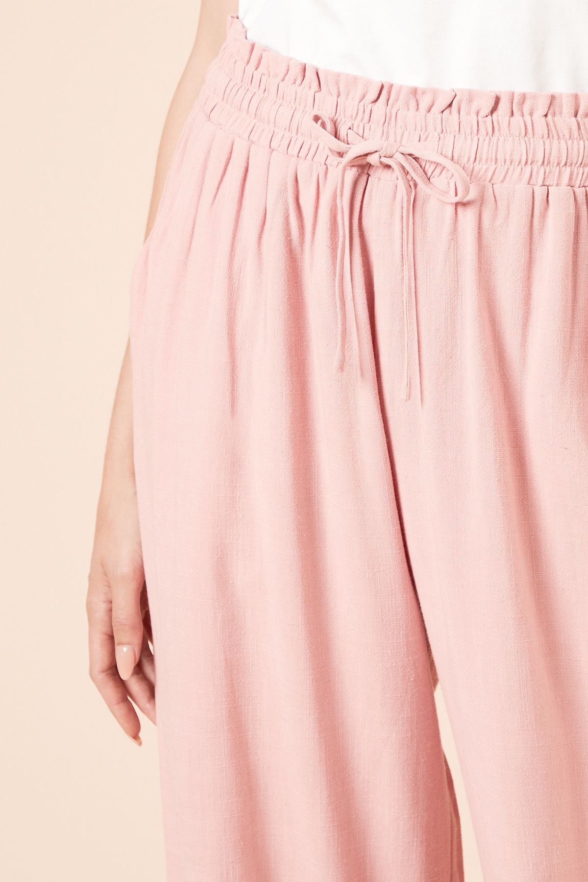 Dorothy Perkins Tie Waist Woven Trousers Pink image 3