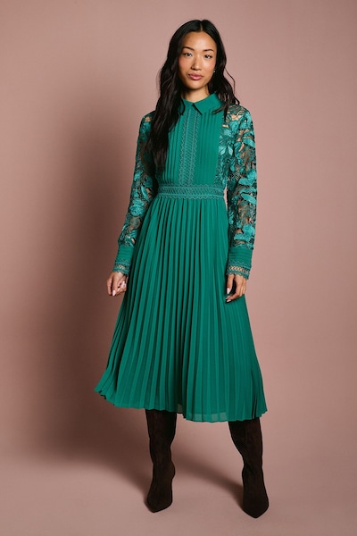 Coast Petite Lace Shirt Dress Emerald