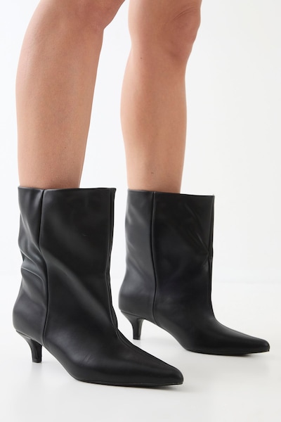 MissPap Low Stiletto Heel Ankle Boots Black