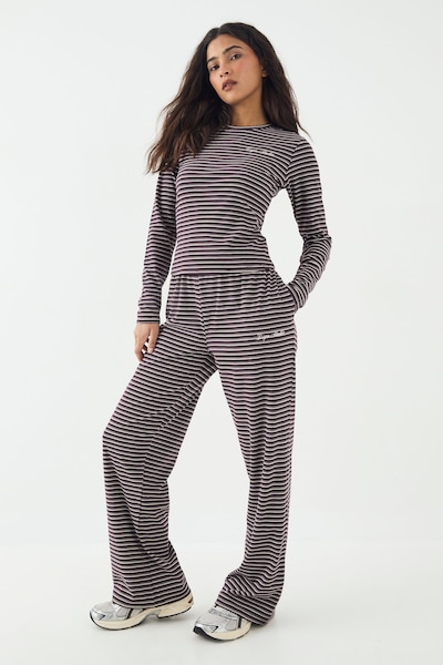 DSGN Studio DSGN Studio Soft Stripe Straight Leg Trouser Plum