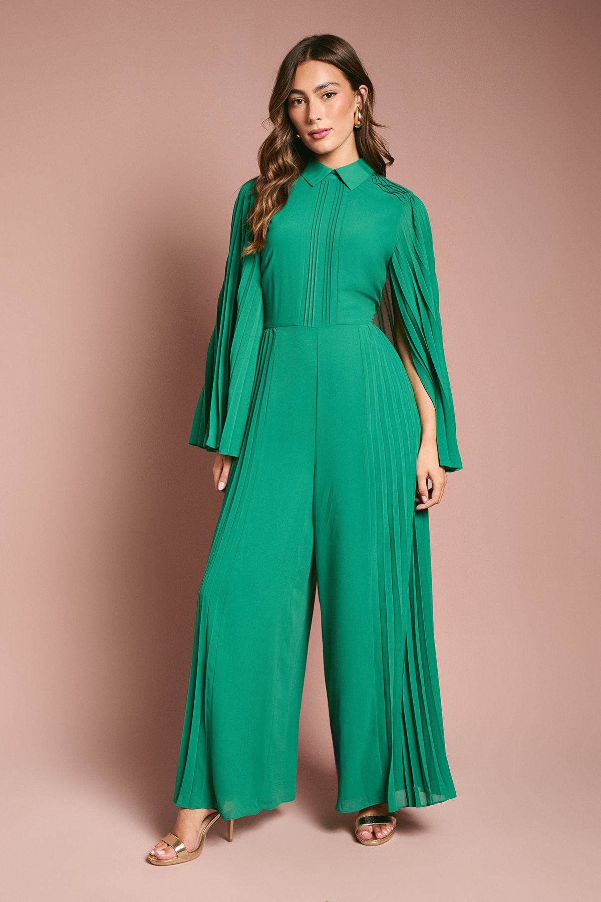 Coast Pleat Wide Leg Jumpsuit Emerald image 1