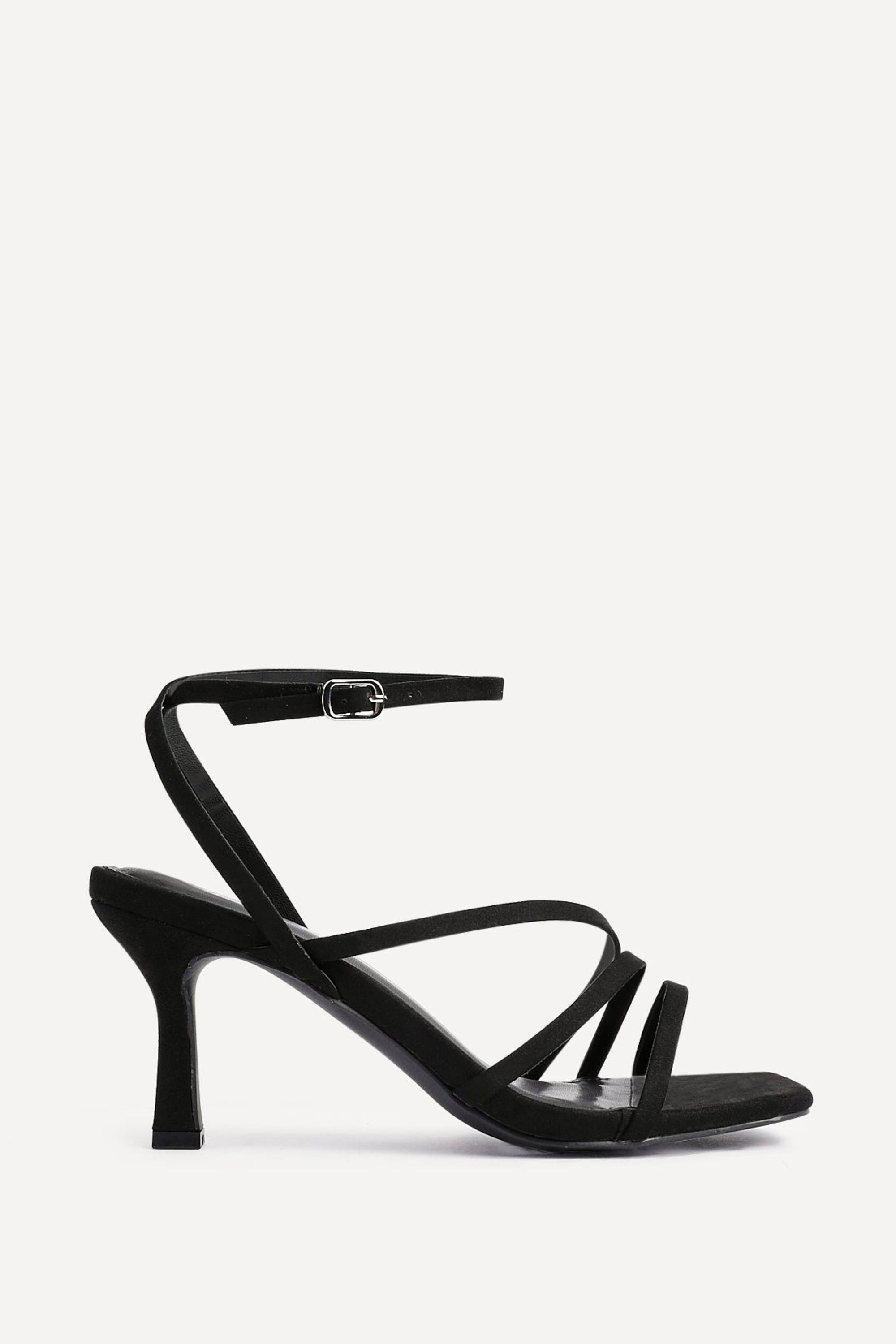 Linzi Reflect Black Faux Suede Strappy Heels image 1