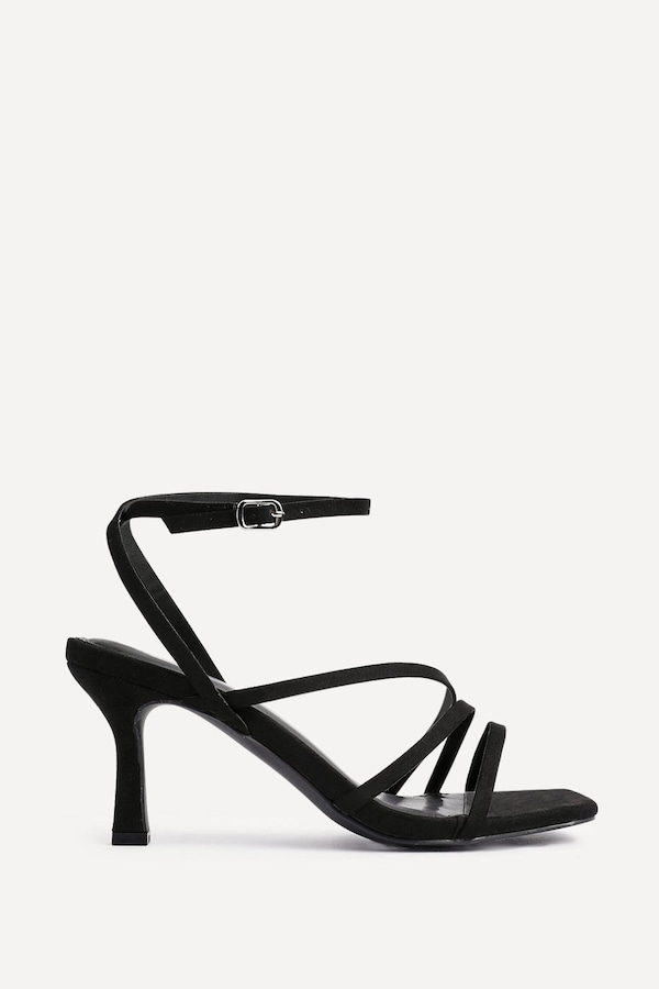 Linzi Reflect Black Faux Suede Strappy Heels