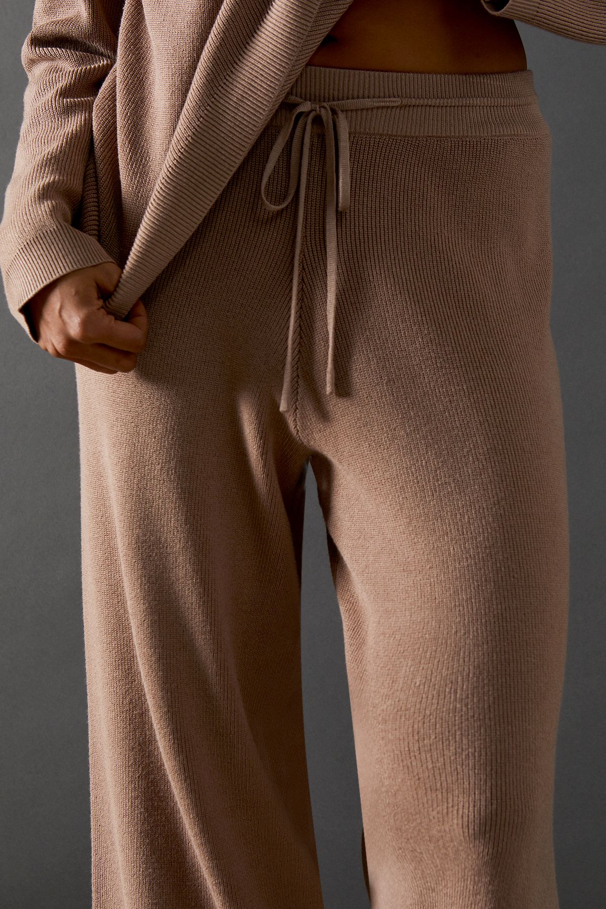 Warehouse Knitted Tie Waist Trouser Mocha image 4