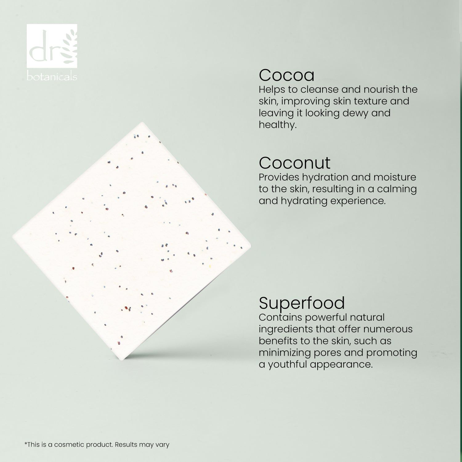 Dr. Botanicals Cocoa & Coconut Superfood Facial Cleansing Bar 100g image 5