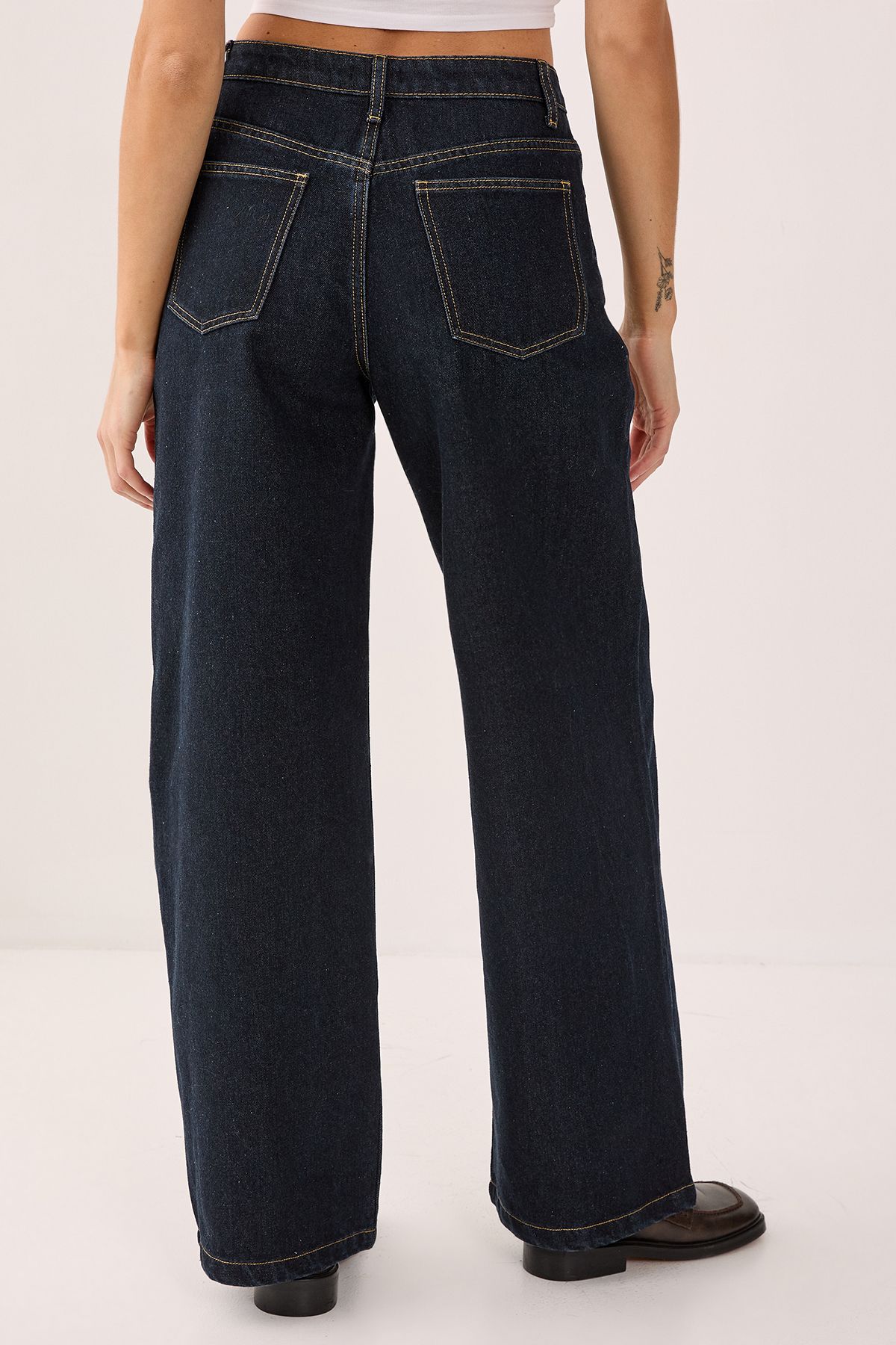 NastyGal Wide Leg Jeans Dark Indigo image 3