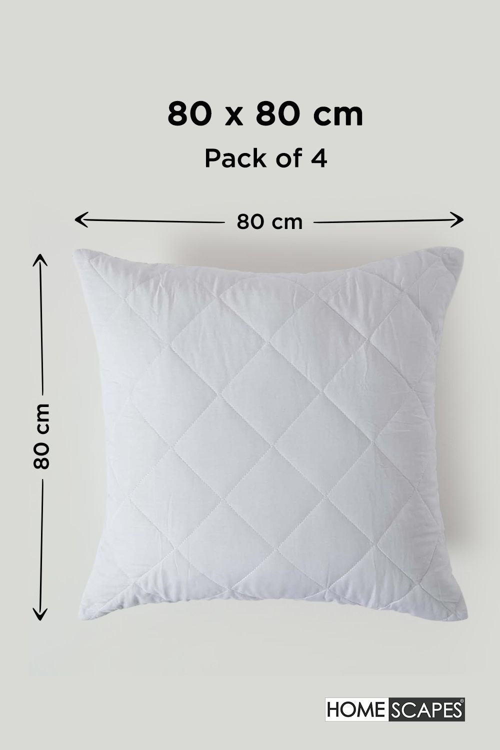 Homescapes Cotton Rich Quilted Pillow Protectors 80 x 80 cm, Pack of 4 image 2