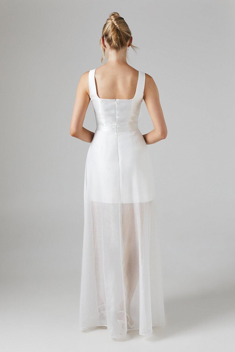 Coast Twill Mini Wedding Dress With Organza Skirt Ivory image 3