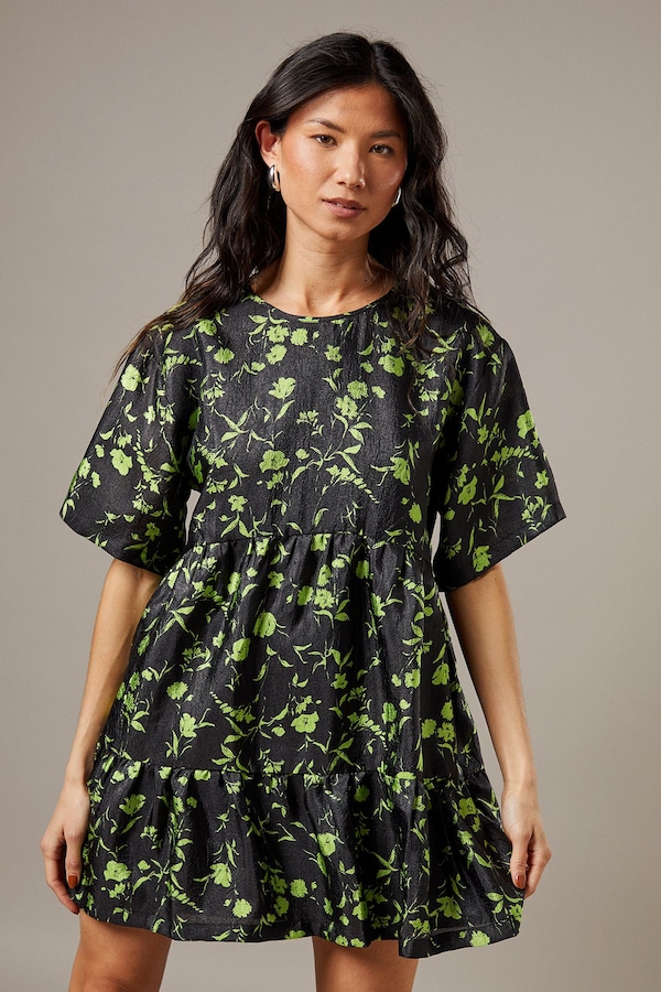 Warehouse Organza T Shirt Smock Mini Dress Lime