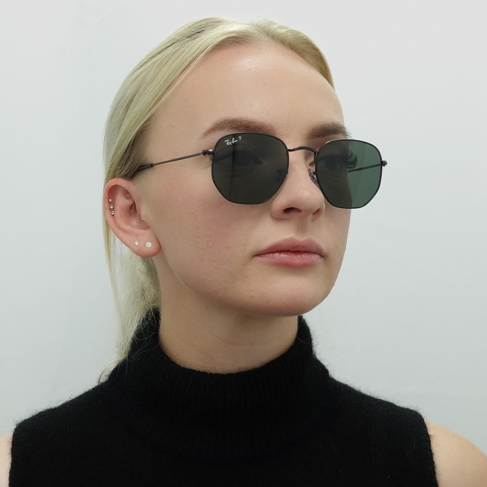 Ray-Ban Square Polished Black Green Polarized Hexagonal RB3548N image 8