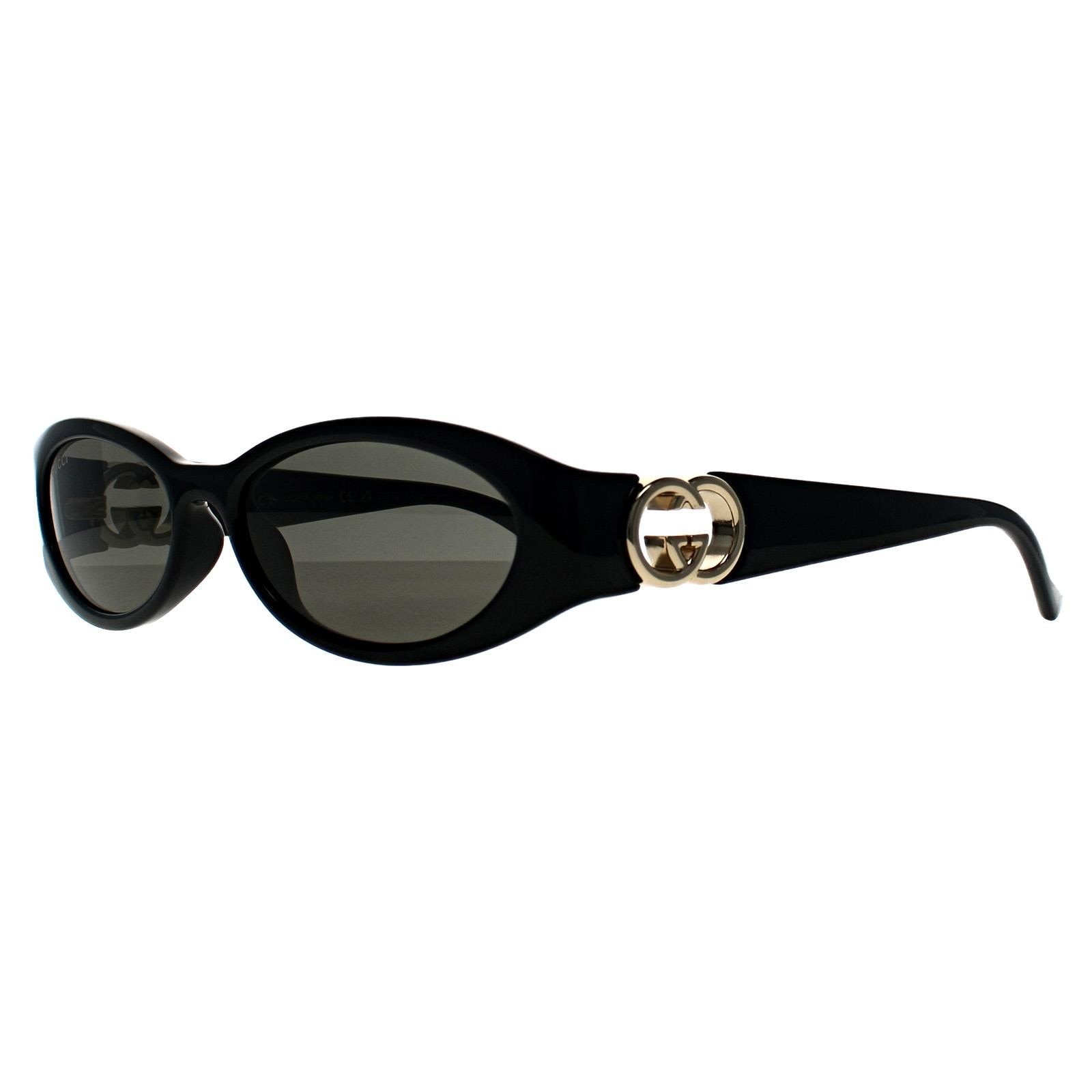Gucci Oval Shiny Black Gold Grey GG1660S image 2