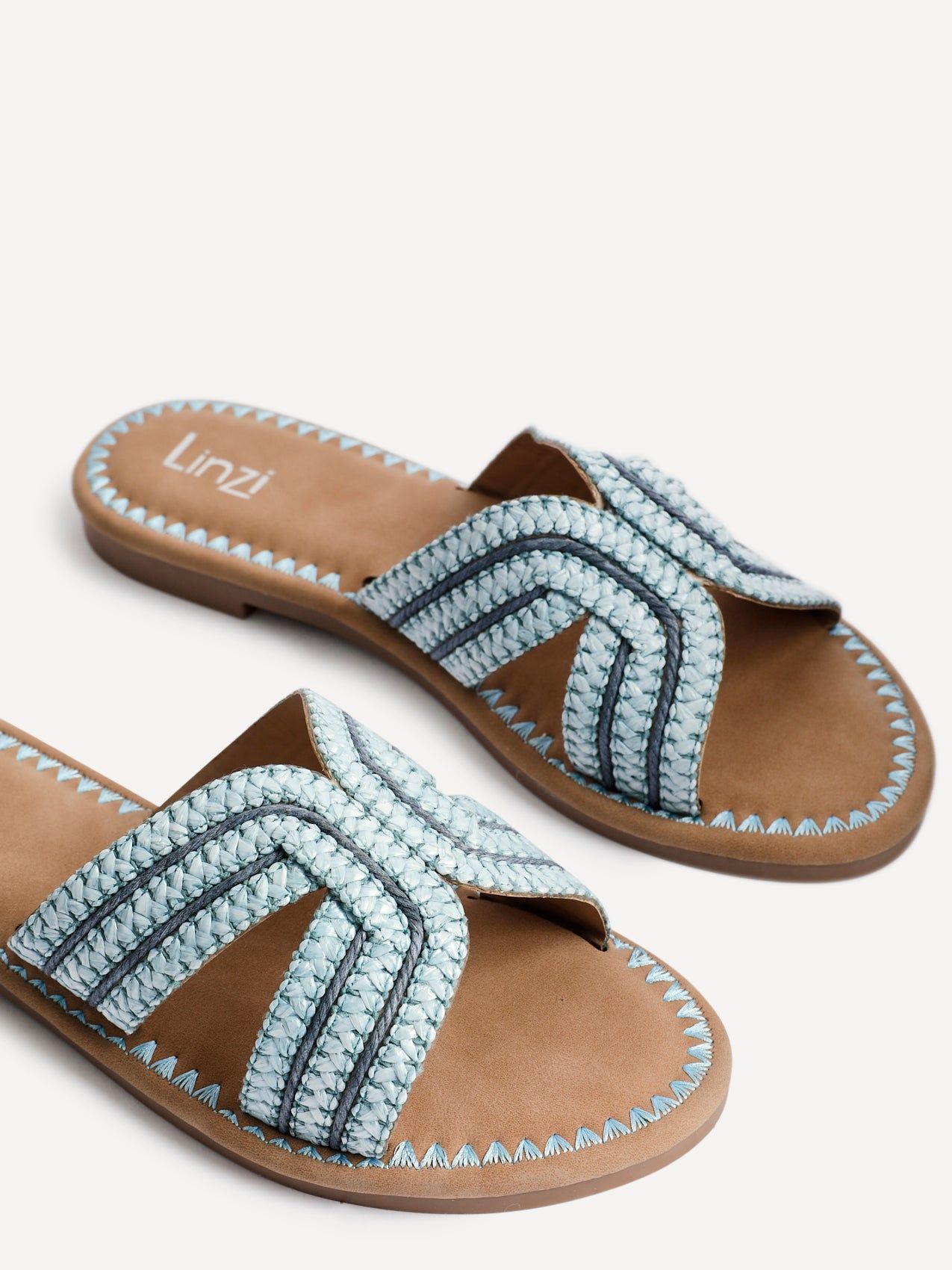 Linzi Solar Blue Flat Slider Sandals image 5