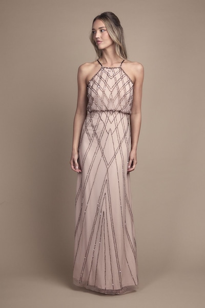 Oasis Sleeveless Sequin Maxi Bridesmaid Dress Champagne